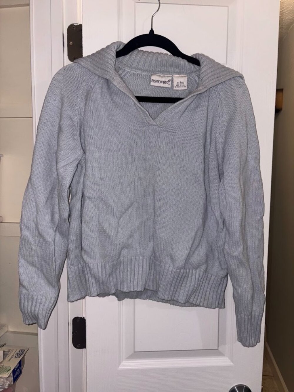 Blue V-Neck Collared Fashion Bug Sweater